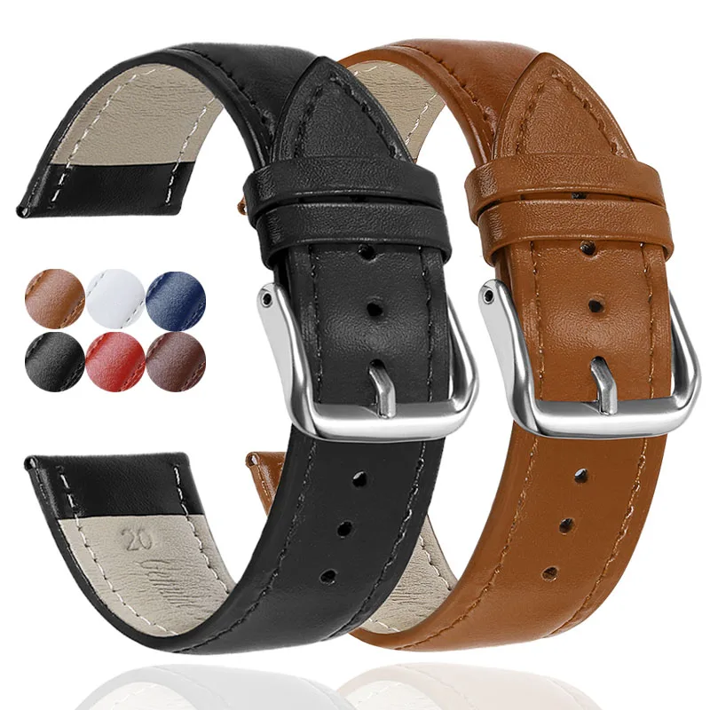 가죽 시계 스트랩, 부드러운 스포츠 팔찌, 방수 손목 밴드, 범용 벨트, 12mm, 13mm, 14mm, 15mm, 16mm, 17mm, 18mm, 20mm, 22mm