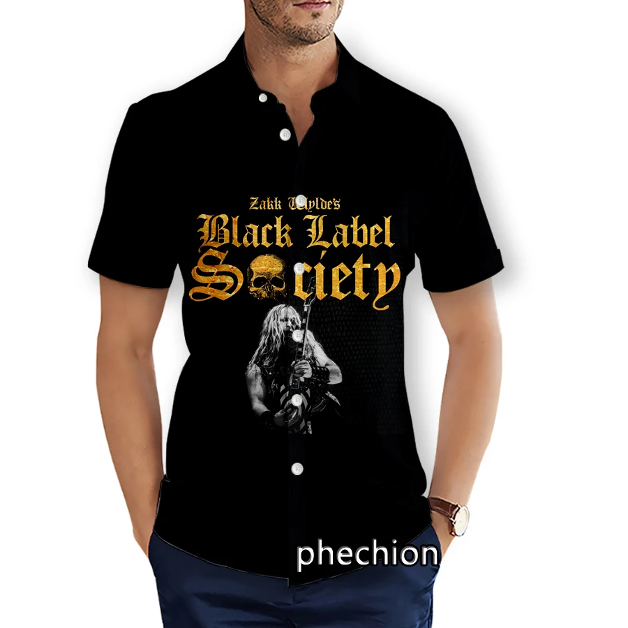 phechion Mens Short Sleeve Beach Shirts BLACK LABEL SOCIETY 3D Print Casual Shirts Fashion Streetwear Men Tops X286