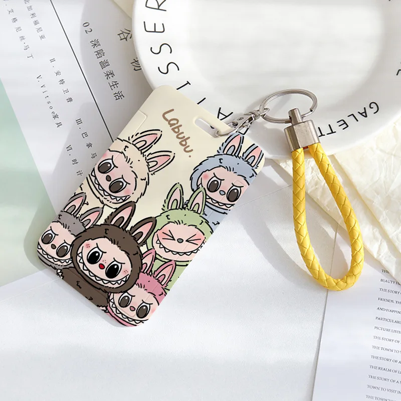 Cartoon Punk Rabbit La Cloth Card Set Cartoon Cute Protective Bag Set Send Lanyard School Bus Meal Card Subway Card Keychain