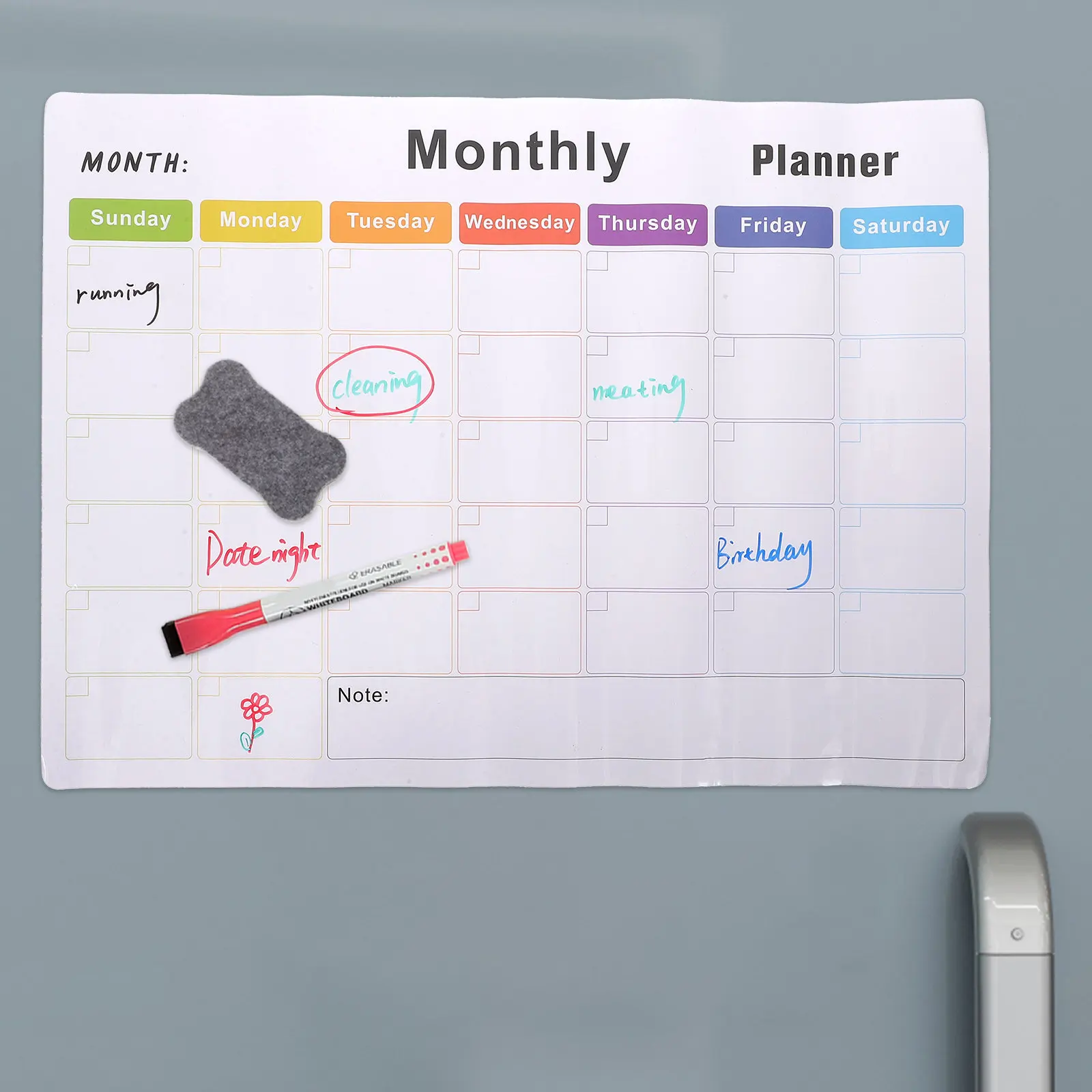 1Set Magnetic Whiteboard Sheet for Refrigerator Erasable Planning Board Compact Space Saving No Residue Removable Family
