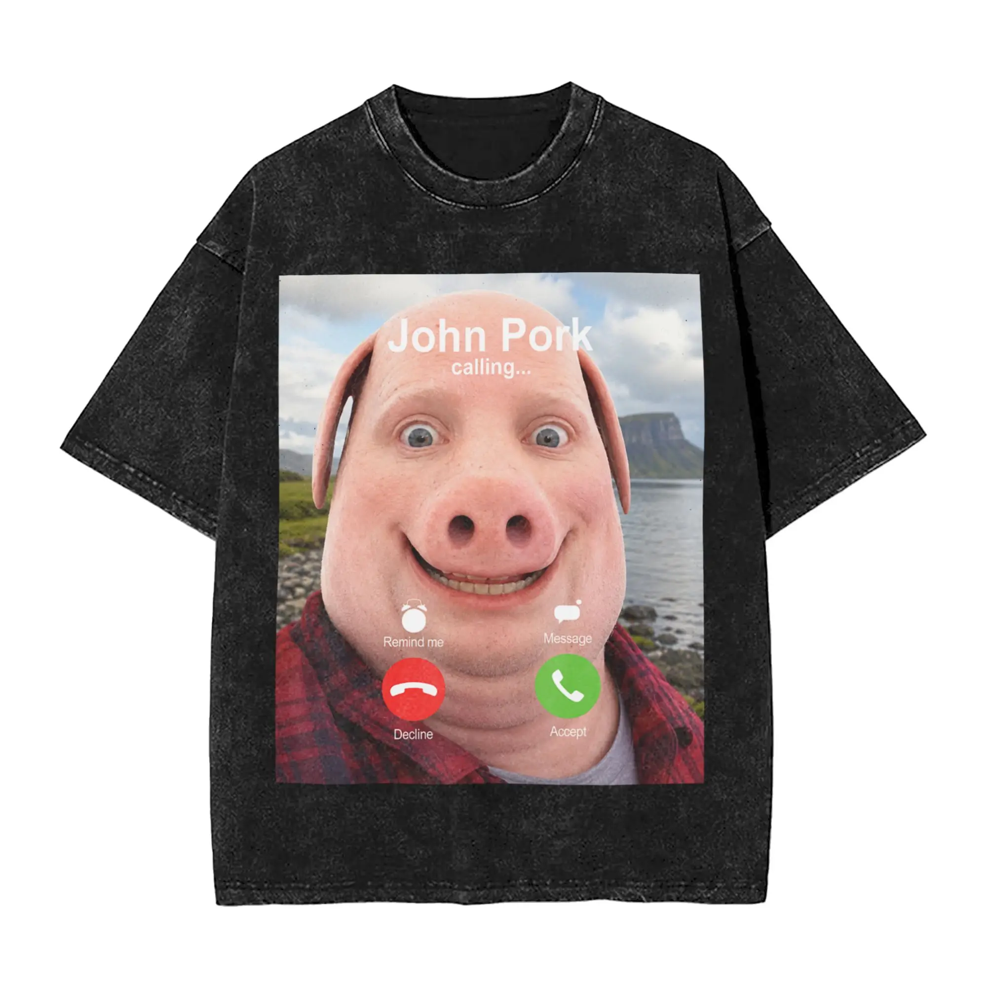 John Pork Calling Decline Accept Incoming Call John Pork T Shirt Summer Street Style T Shirts Casual Harajuku Tee Shirt For Men