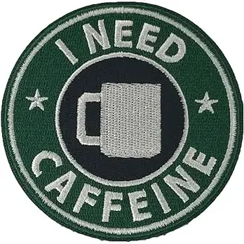 I Need Caffeine Morale Badge on Clothes Military Embroidery Patch Hook And Loop Fastener Tactical DIY Backpack Accessories