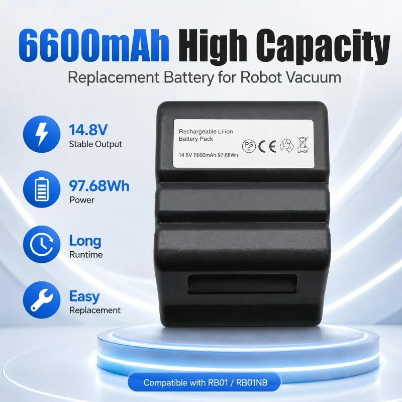 14.8V 6600mAh Li-ion Rechargeable Battery Pack for 360Eye Robot Vacuum Cleaner 1st 2nd Gen Repair vacuum cleaner battery pack