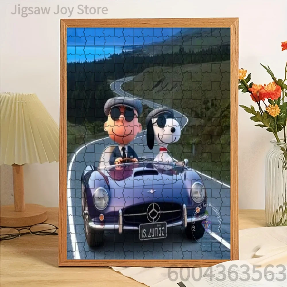 

Paper Jigsaw Puzzle Snoopy & Charlie Brown Driving Vintage Car Mountain Road Artwork Brain Teaser