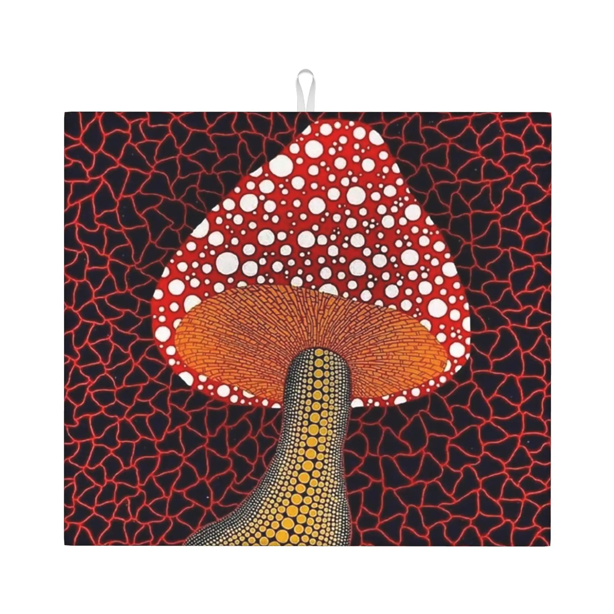 Drying Mat For Kitchen Yayoi Kusama Barware Tableware Oil Proof Reusable Mushroom Pop Art  Washable Kitchen Sink Drying Pad