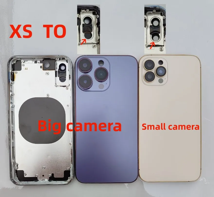 Big camera For iPhone XS Up To13 Pro  Housing Rear Battery Midframe Replacement X Case Like 13PRO Xs to 13 PRO Frame Back Cover