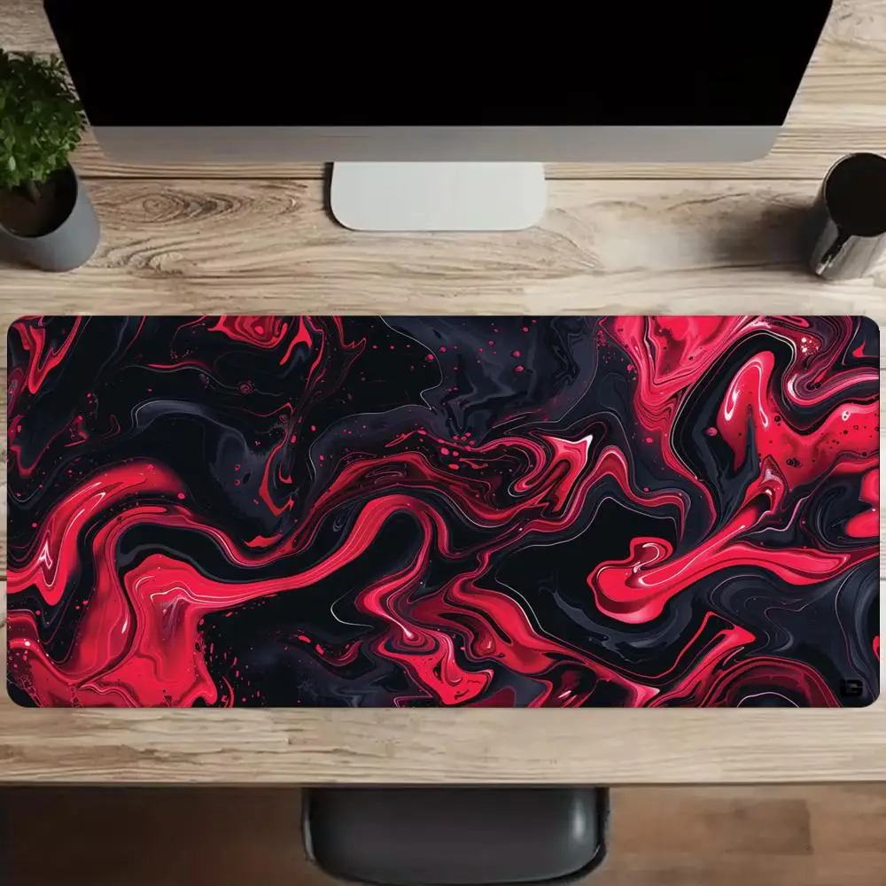 Liquid Red XXL Large Gaming Mouse Pad Non Slip xtended Desk Keyboard Mat For Computer Laptop Rubber Base Extended Desktop Mat
