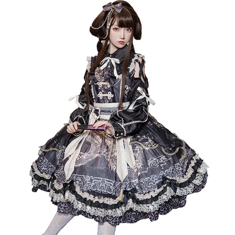 Originele Lolita Yuelong Rijm Chinese Oude Jsk Halter Alledaagse Eendelige Cake Jurk