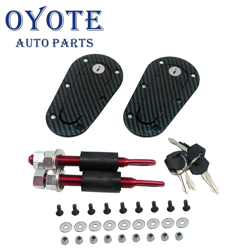 OYOTE New Racing Car Hood Pin Engine Bonnet Latch Lock Kit Refitting with Hood Lock Keys