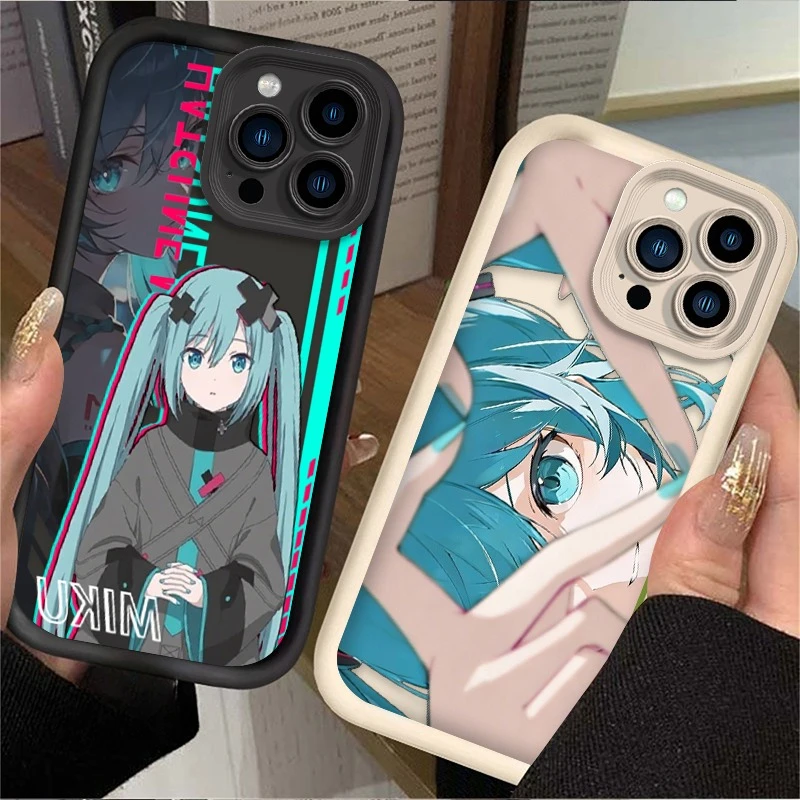 H-Hatsunes Kawaii Love Heart M-Miku Capa de telefone para iPhone 17 Air 16 16E 15 14 13 12 11 Pro Max X XS X S Max XR SE 2020 SE4 7 8