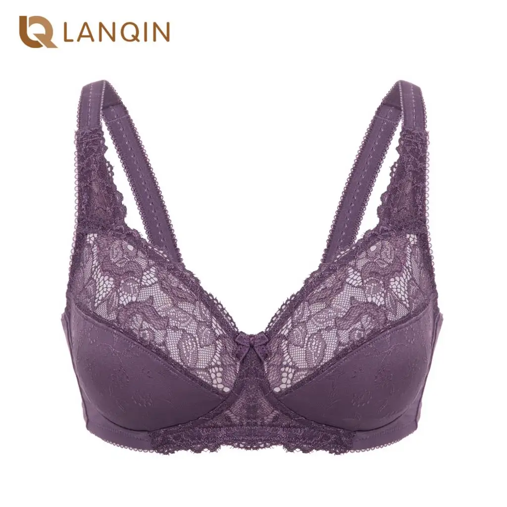 Women's Floral Lace Bra Plus Size Comfort Unlined Jacquard Full Coverage Embroidery Wireless Intimates Minimizer Bralette