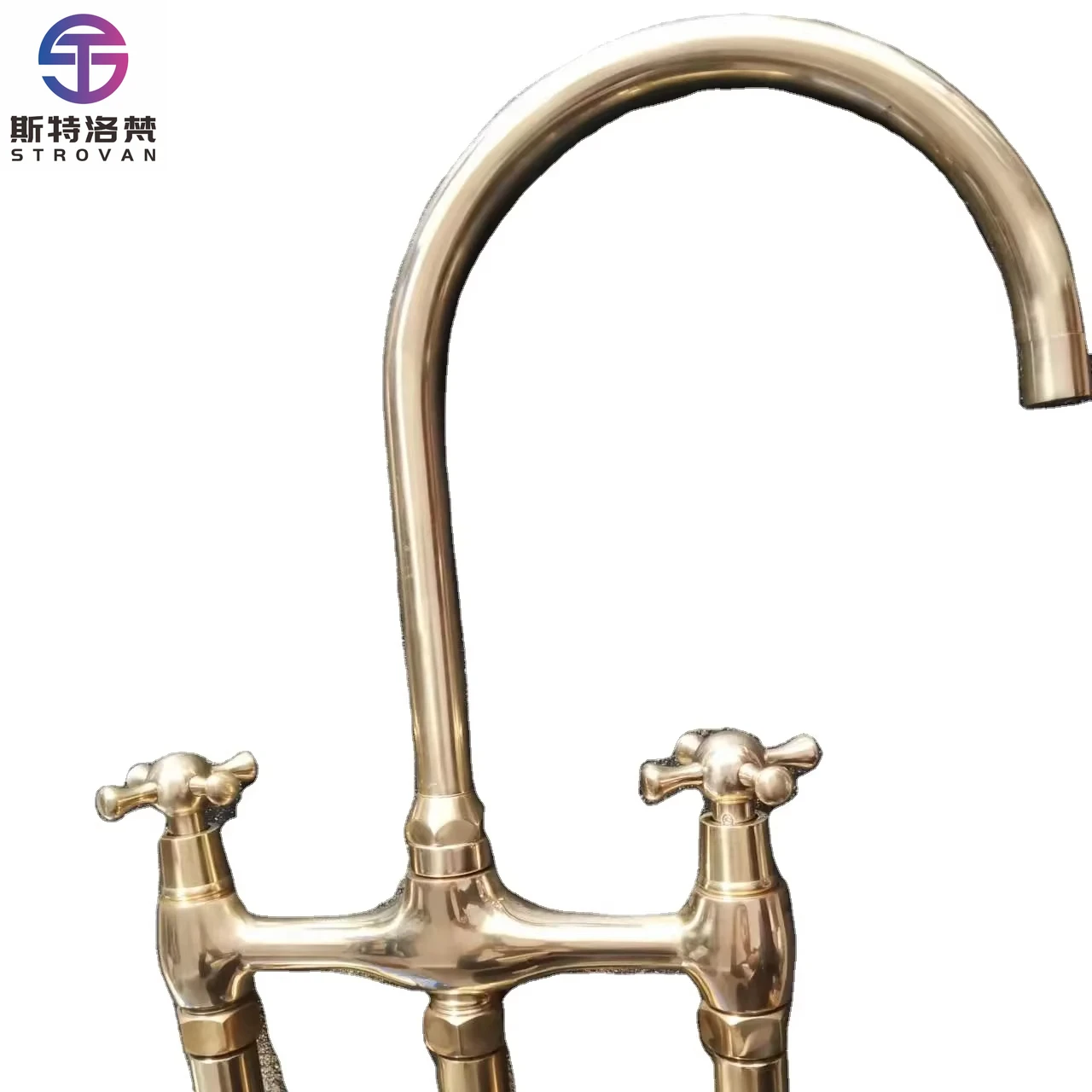 

Unpainted Brass Kitchen Faucet 8 Inch Centerset 2 Handle Kitchen Sink Faucet Nova Bridge Faucet for Home Apartment Farmhouse