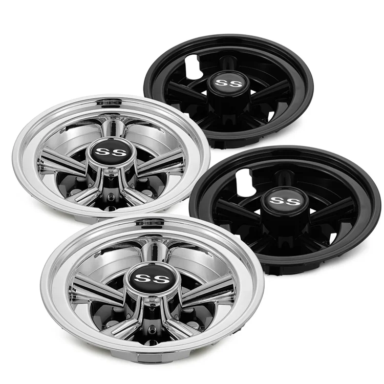 8 Inch Golf Cart SS Wheel Covers Hubcaps For Yamaha/Club CAR/EZ-GO Most Golf Carts - Black/SilverATV&UTV