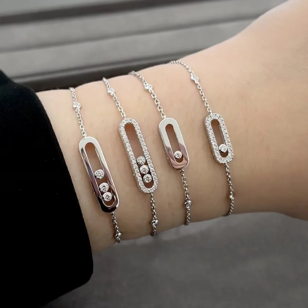 925 Sterling Silver Fashion French Luxury Jewelry Mobile Diamond Women's Bracelet. Non Fading And Non Allergic. Holiday Gifts