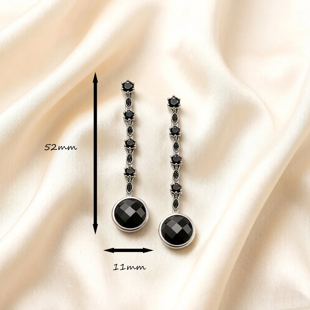 Drop Earrings Black Star,Europe Style Karma Good Fashion Jewelry Bohemia Gift For Women In 925 Sterling Silver