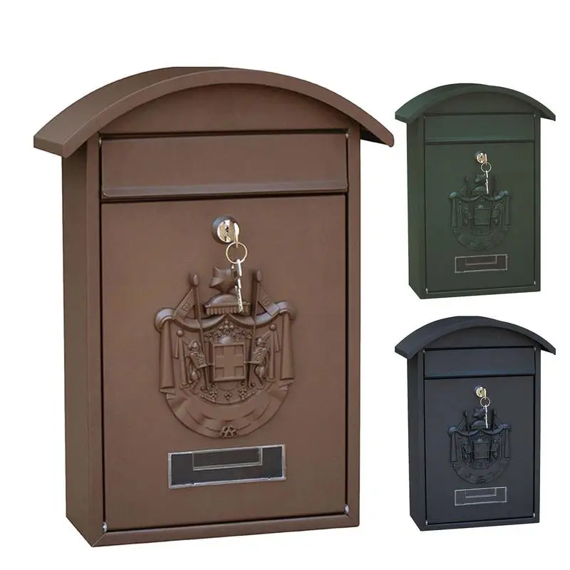 

Metal Wall Mailbox Outdoor Wall Mounted Security Postbox With Key Lock Weather Resistant Mailbox Farmhouse Post Decoration