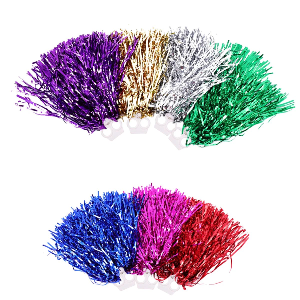 

12Pcs Cheerleading Pom Poms Durable Plastic Bright Colors Lightweight Eco-Friendly School Sports Performance Props