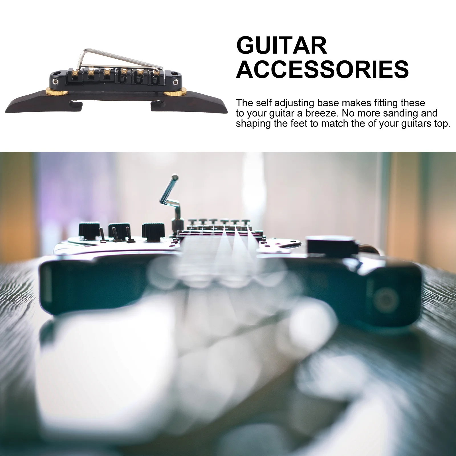 

1pc Gold Roller Saddles Guitar Bridge Adjustable Rosewood Tailpiece Replacement Part for Instrument Accessories Hardware