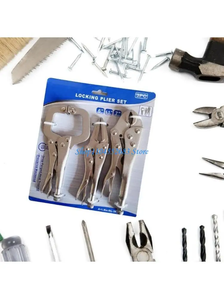 

Y6GD 3Pcs Locking C Clamp Locking Pliers Adjustable Welding Clamps Vises Woodworking