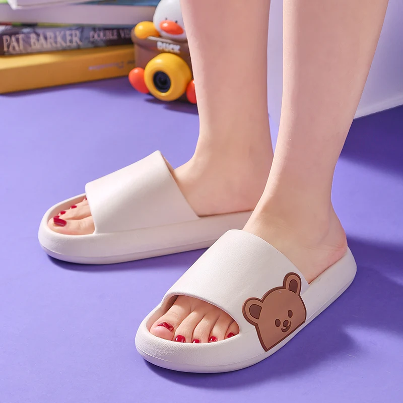 YISHEN Slippers Women Summer Flip Flops Cute Cartoon Bear Shoes Slides For Men Shower Indoor Slippers Beach Sandals Zapatillas