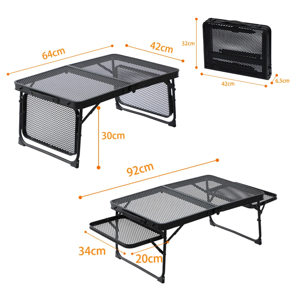 Outdoor folding grid table portable camping picnic camping supplies car table barbecue equipment field tables