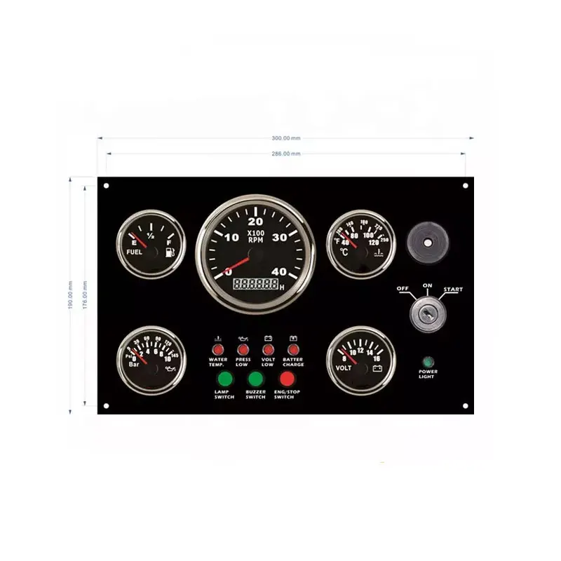 Multi-function Diesel Engine Instrument Marine Gauge Panel With 5 Black Gauges 12V 24V Generator Marine Car