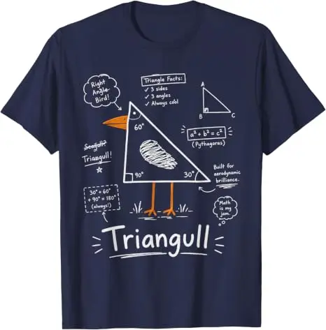 Y2k Mathematik Geometrie Persönlichkeits-T-Shirts, Dreieck Möwe Vogel Wortspiel Lustiges Geometrisches T-Shirt aus Weicher Baumwolle – Detail 13