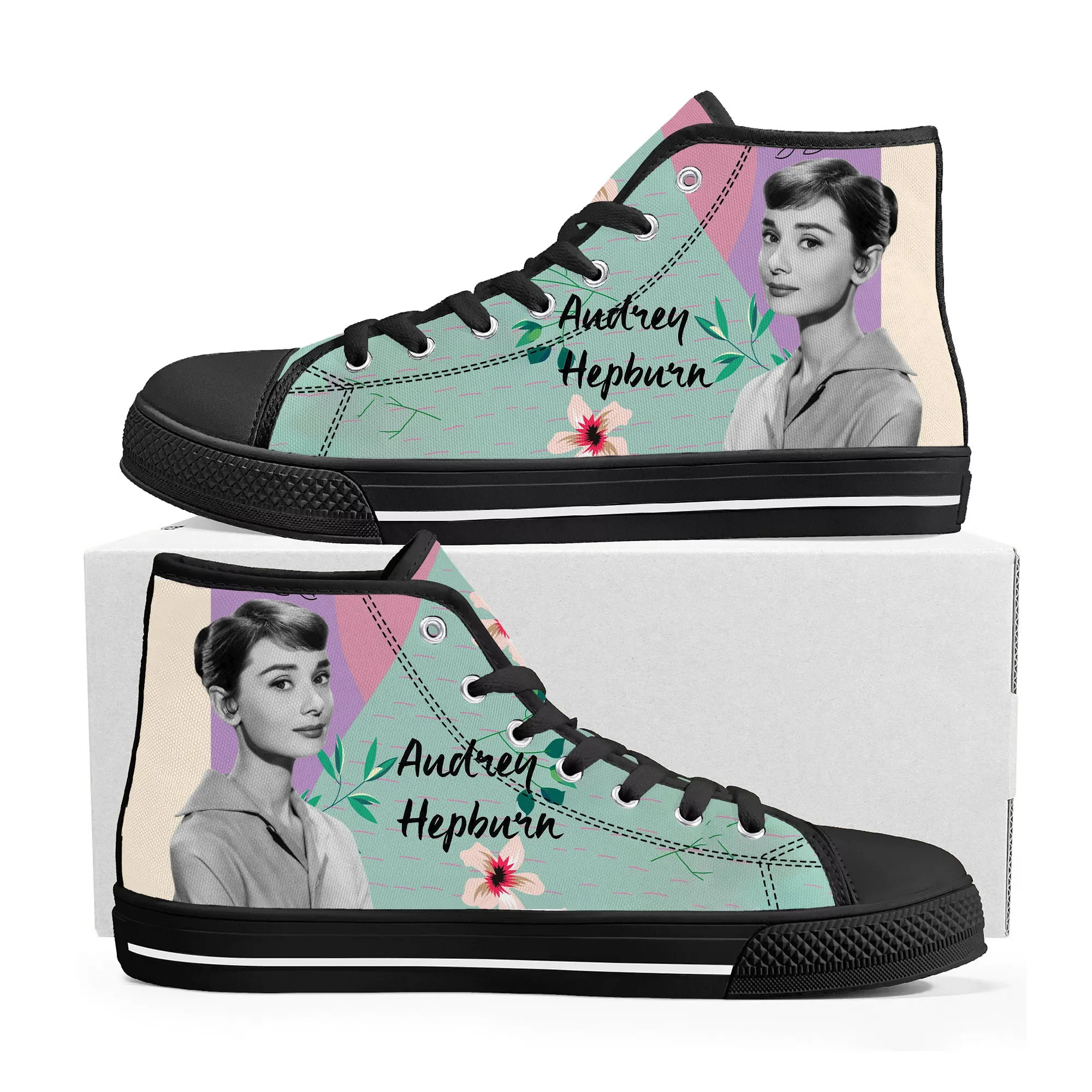Audrey Hepburn High Top High Quality Sneakers Mens Womens Teenager Canvas Sneaker Casual Custom Made Shoes Customize DIY Shoe
