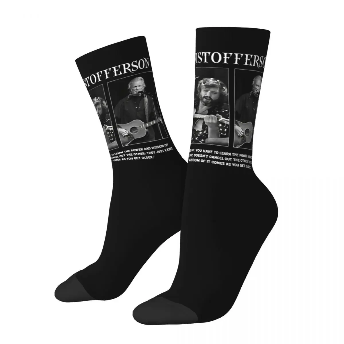 Harajuku Kris Kristofferson Country Music Singer Soccer Socks Polyester Long Socks for Women Men Breathable