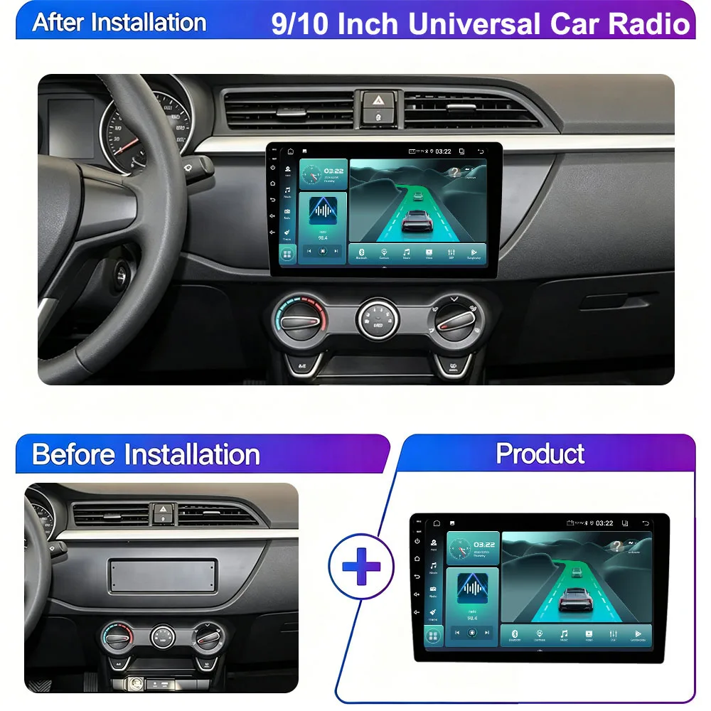 9/10 inch Universal Android 15 Car Radio 128G Autoradio 2 Din Navigation GPS Car BT Central Multimedia Smart System Carplay DSP