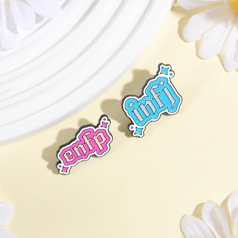 ENFP INFJ Personality Brooch Enamel Pins Custom MBTI Personality Type Label Brooches Clothes Lapel Badge Jewelry Gift For Friend