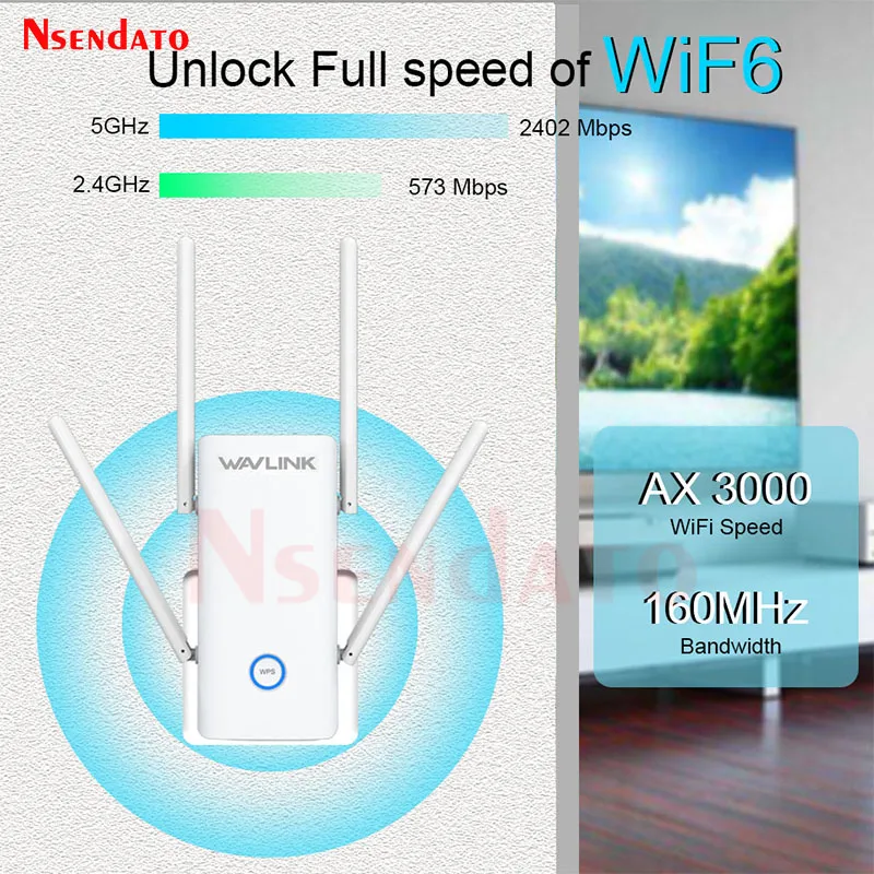 Wavlink AX3000 2.4/5GHz Dual band Wireless Wifi Long Range Extender WiFi 6 Mesh Wireless Long Signal Booster & Repeater WPS AP