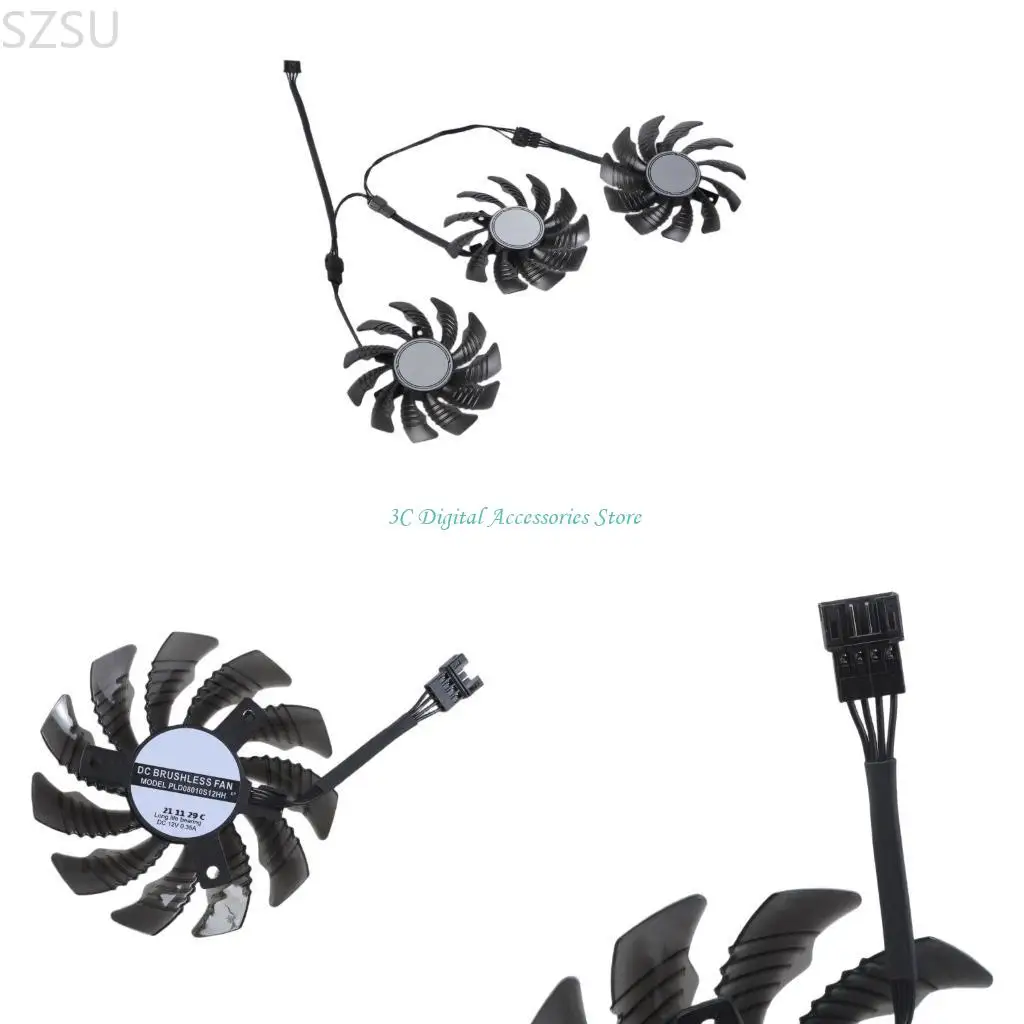 

ГРОМА SZSU Охлаждение охлаждения 4PIN DC12V для RTX3050 3060 Gaming Heat Management