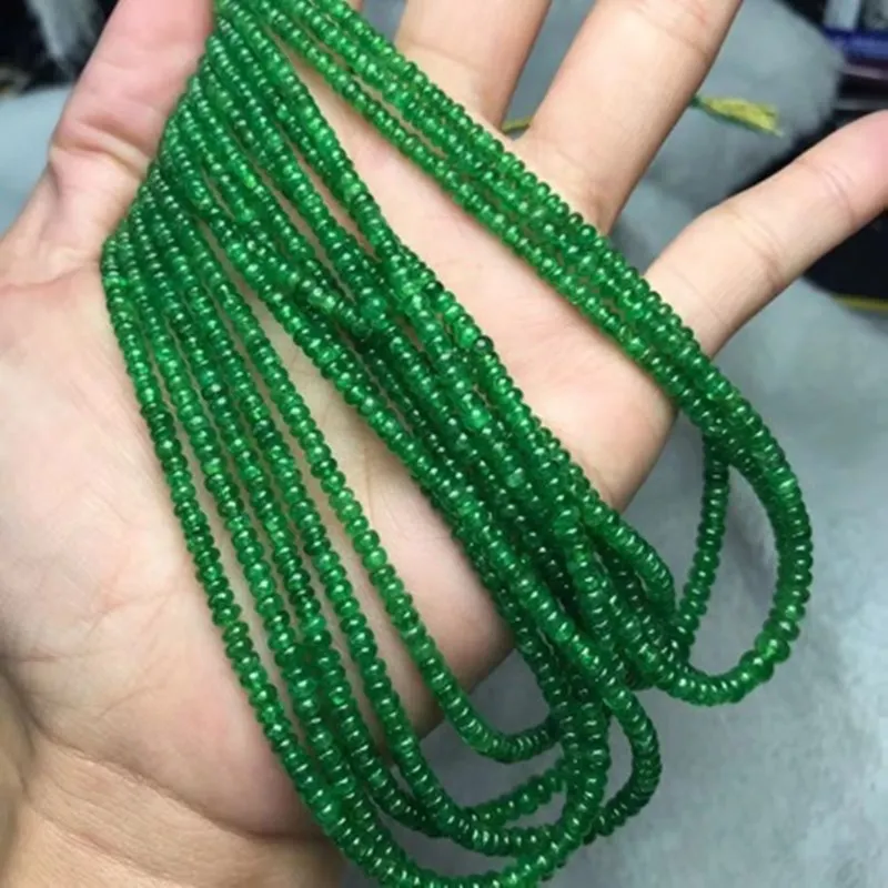 

8A Tsavorite roundelle green color 4/5mm 42cm for DIY jewelry making loose beads FPPJ wholesale beads nature