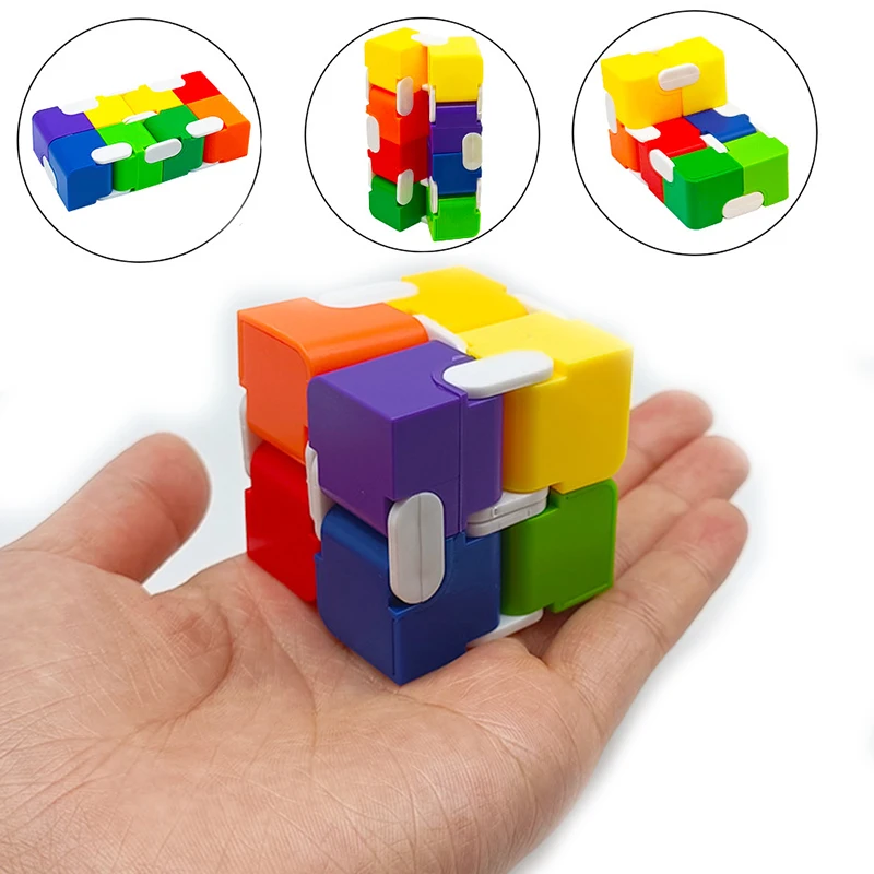 Funny Infinity Fidget Cube Transforming Anti-Stress Puzzle Toy for Adults Multi Directional Stress Relief Flip Cube Fun Gift