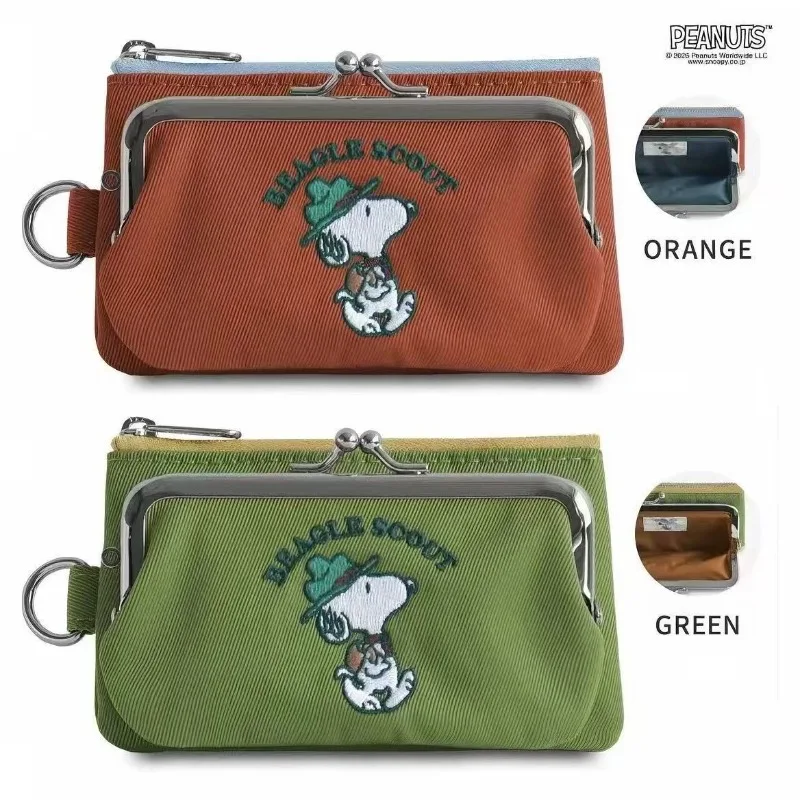 YOUMAI New Japanese Style Cartoon Snoopy Embroidered Coin Purse Cute Clip Card Holder Zipper Storage Bag