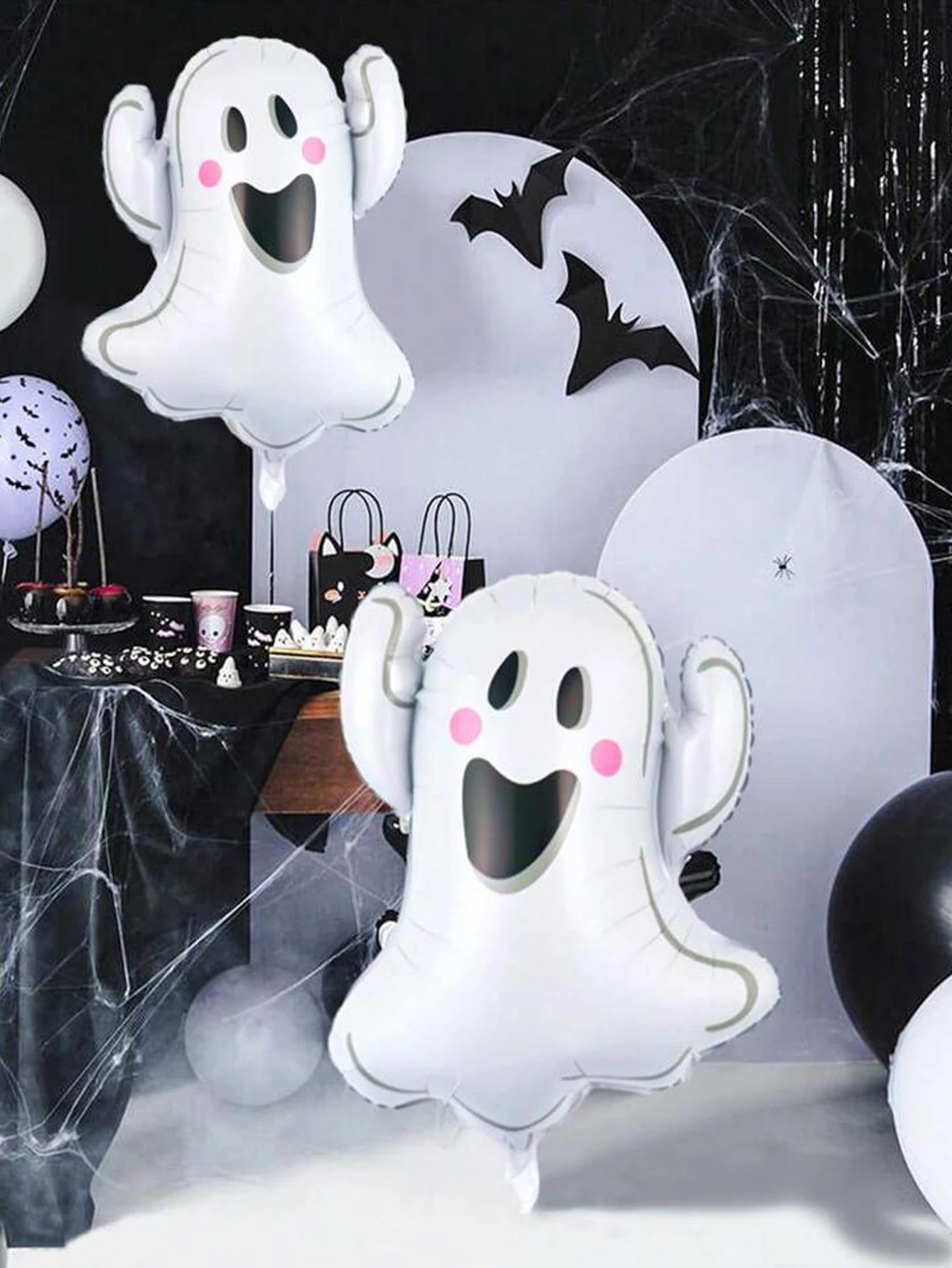 بالونات من فيلم الألومنيوم لشبح الهالوين، مناسبة لتزيين الهالوين ومشاهد الحفلات المنزلية، وديكور المنزل المسكون