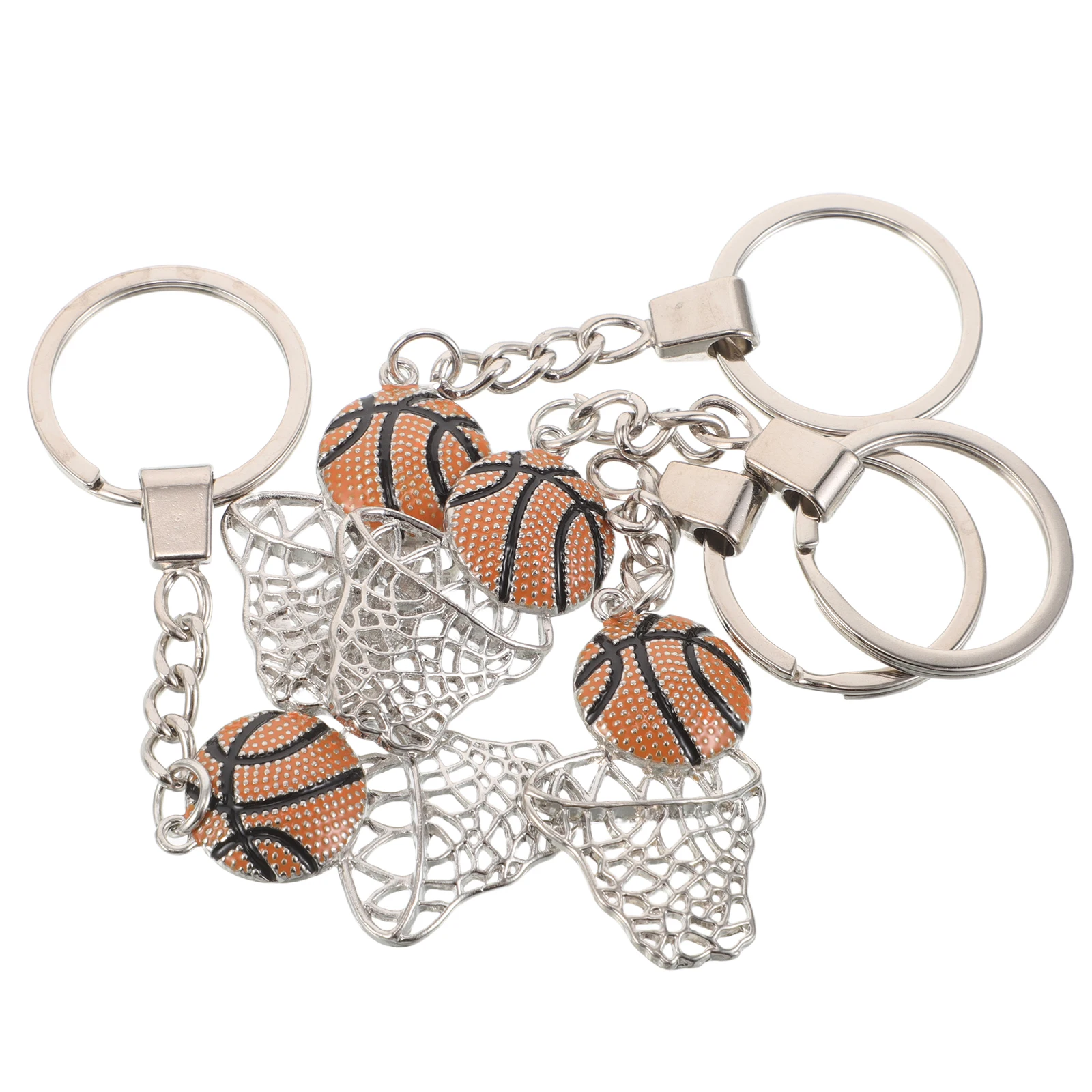 

4 Pcs Basketball Frame Keychain Keychains for Boys Ballbasketball Around Metal Hoop Pendant Lovers