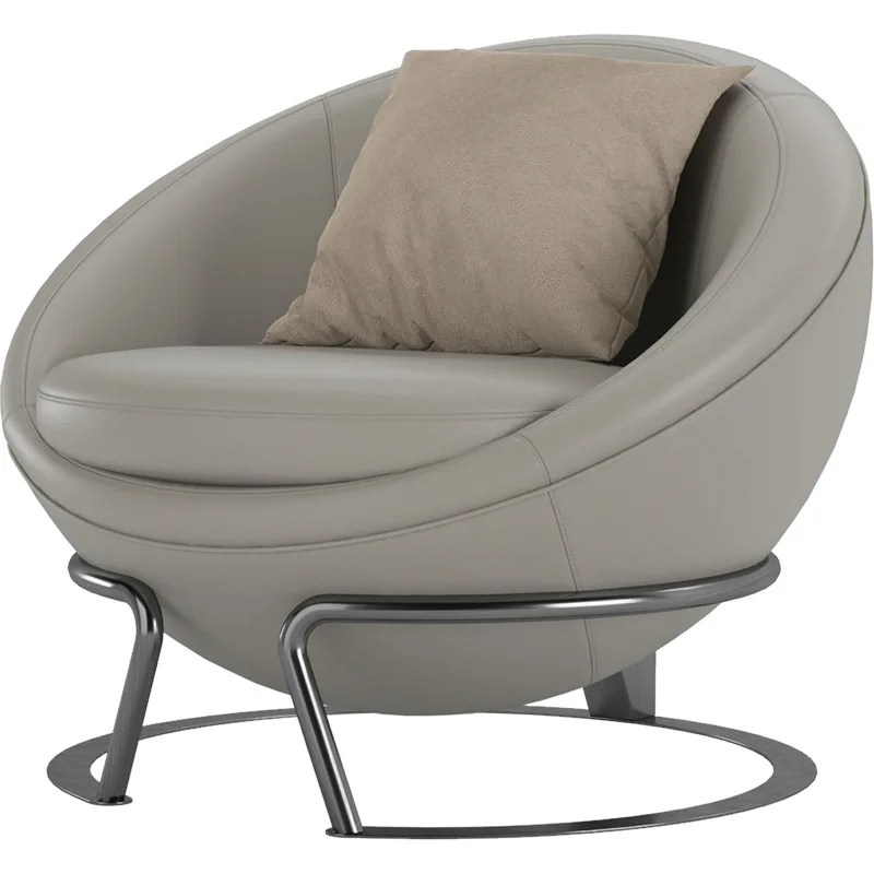 كرسي مستدير من الجلد بنصف الكرة الأرضية البسيط من TTM كرسي مستدير حديث وبسيط لغرفة المعيشة #5