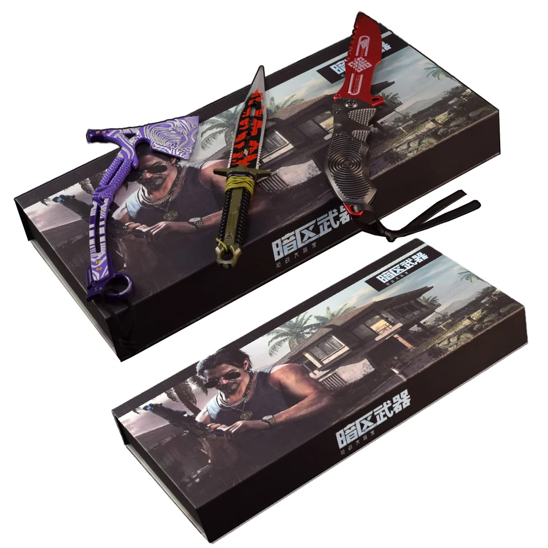 

Arena Breakout: Infinite 3pcs Weapon Box Ice Sea Battle Axe/Victory Army Knife /Rabbit Knive Metal Model Outdoor Train Safe Toy