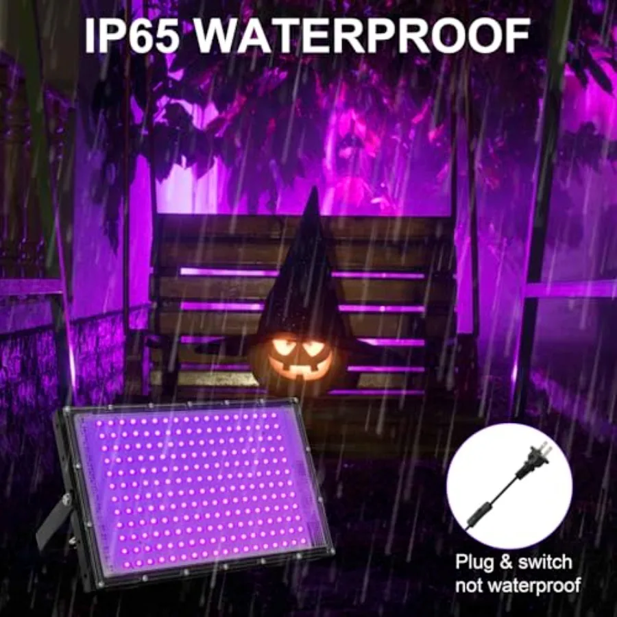 200W LED Black Lights for Glow Party IP65 Waterproof UV Blacklight Floodlight 395nm Black Light Spotlight Purple Black Light Fl view 5