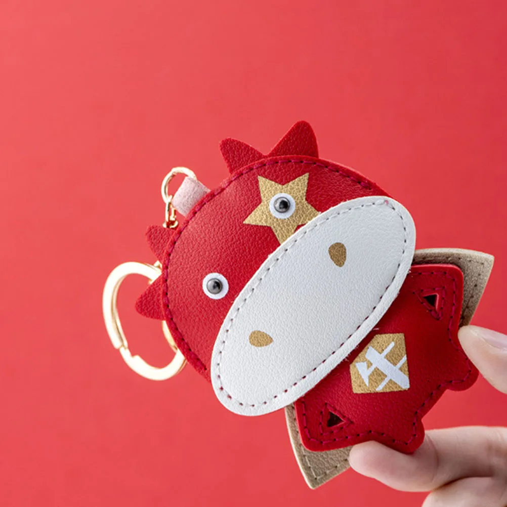 

1Pcs Cute Key Chain Pendant Chinese Zodiac Cow Design Portable Bag Hanging Ornament for Wallet Cellphone New Year Decoration