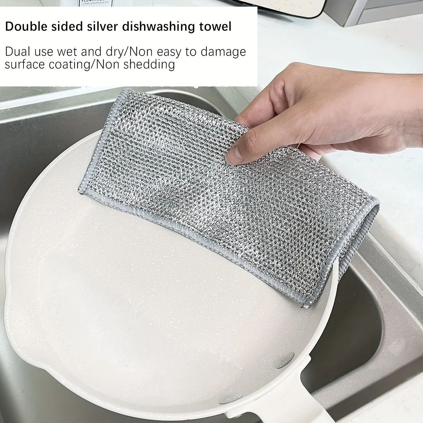 Steel Wires Dishwashing Cloth Metal Wire Scrubbing Cloth Grid That Does Not Damage The Pot Stainless Steel For Kitchen Cleaning