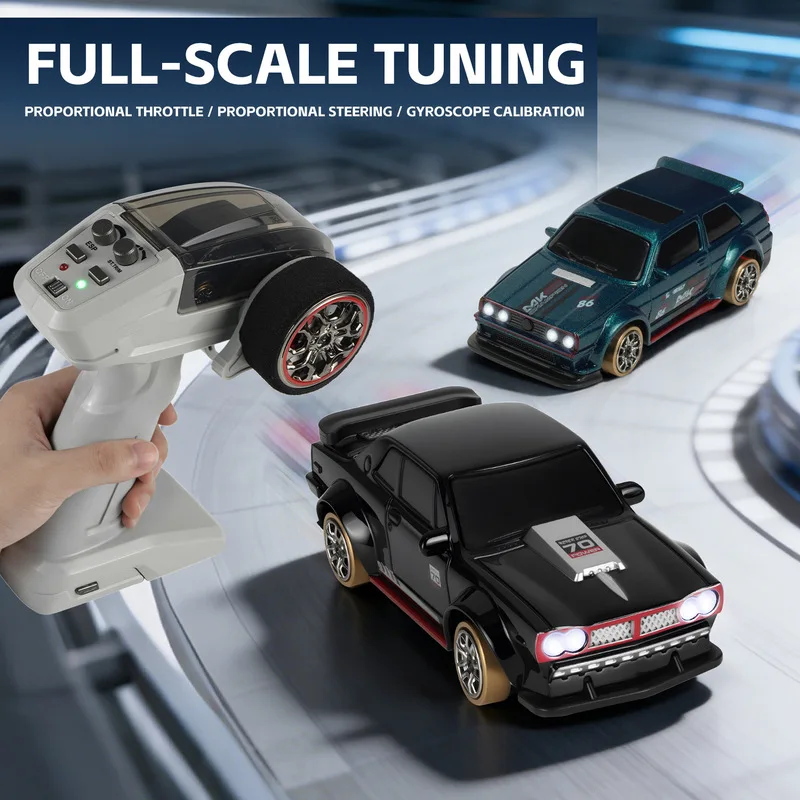 New 1/64 Mini Remote Control Car Full Scale Magnetic Charging Drift Desktop Series Pocket Car Entry Level Boy Gift Drift Racing