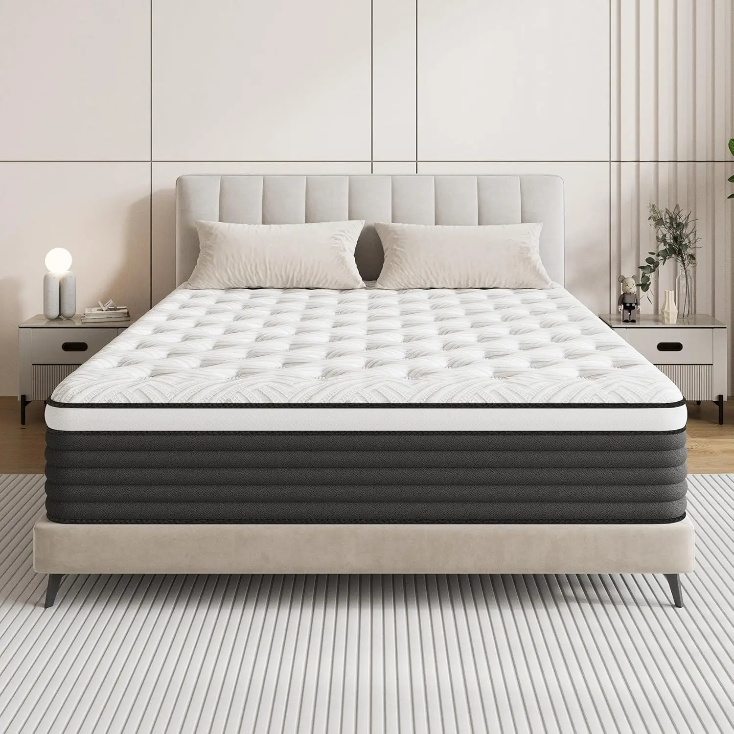 

12 Inch Medium Firm Hybrid Mattress Memory Foam Pocket Spring Motion Isolation Pressure Relief Twin Size Customized
