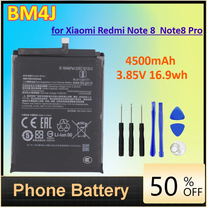 

BM4J 4500mAh 3.85V 16.9wh Battery for Xiaomi Redmi Note 8 Pro Note8 Pro High Quality Phone Replacement Batteries +Tools