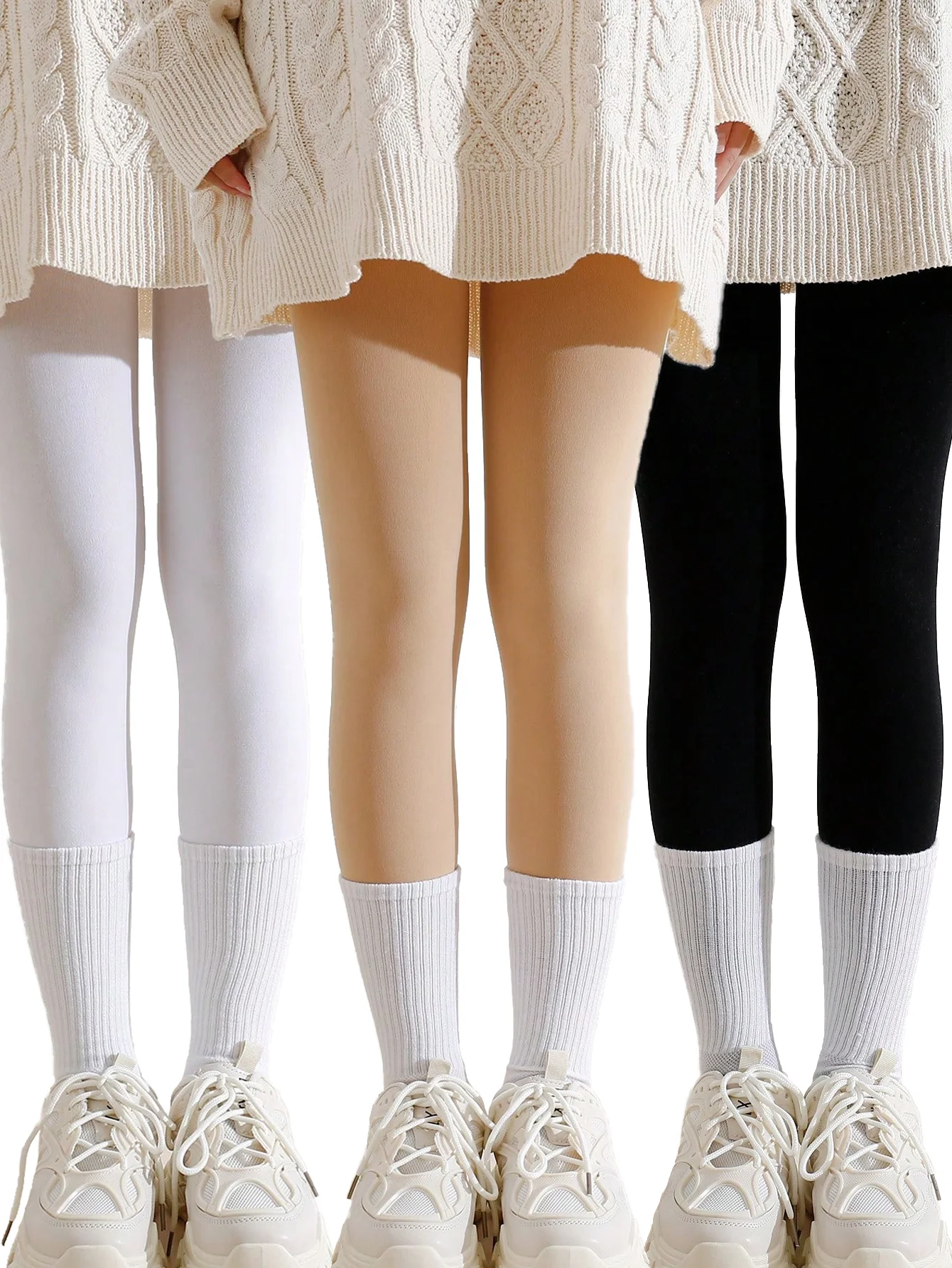 3 Pairs Kids Warmth-Increasing Leggings,Slim-Fitting and Stylish,Versatile Underwear Tight Pants for Girls Aged 3-12Y Daily Wear