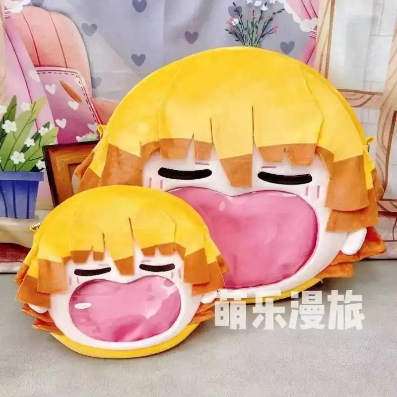 

DS Косплей Agatsuma Zenitsu плюшевый прозрачный студенческий рюкзак на молнии с большим ртом и мультяшным рисунком сумка через плечо