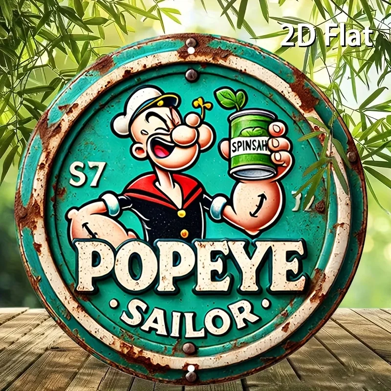 لافتة ألومنيوم مستديرة عتيقة ثنائية الأبعاد، لافتة ألومنيوم معدنية متينة، لافتة ألومنيوم دائرية مقاس 20 × 20 سم - مناسبة للمنزل #5