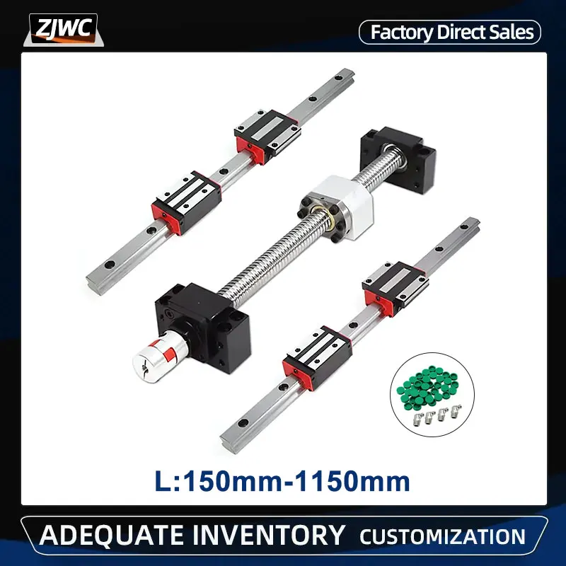 

2pcs HGR20 Linear Guides+4pcs HGH20CA HGW20CC Blocks Carriages+1 Set Ball Screw SFU1605 RM1605 Ballscrew Kit For CNC Parts